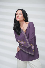 Zuri Embroidered Top- Purple