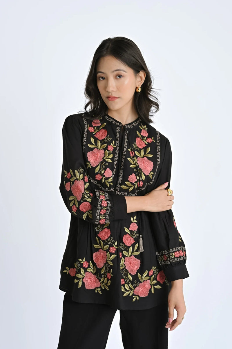 Goa Embroidered Top- Black