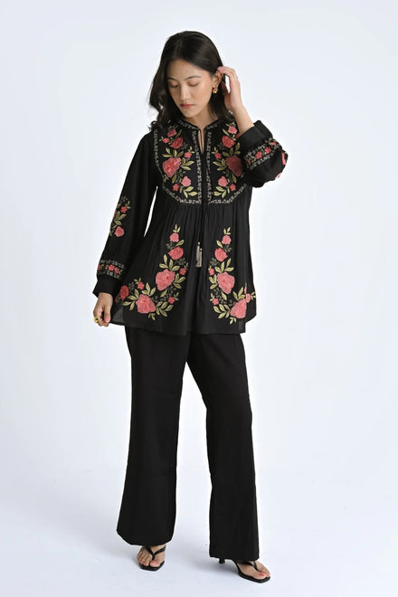 Goa Embroidered Top- Black