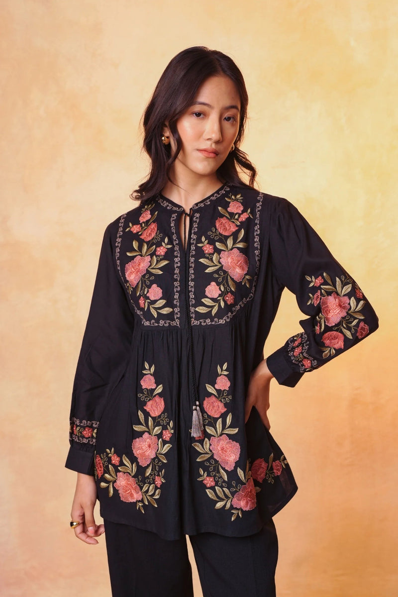 Goa Embroidered Top- Black