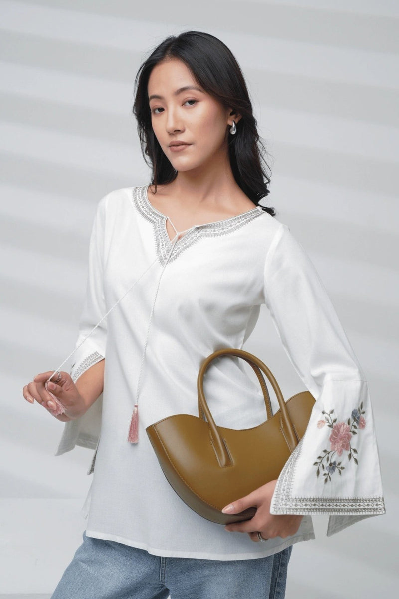 Zuri Embroidered Top- White