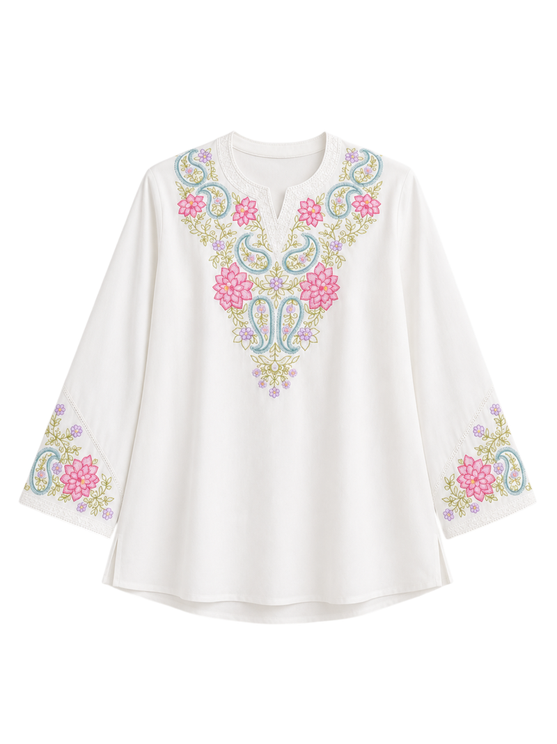 Ambi Embroidered Top- White