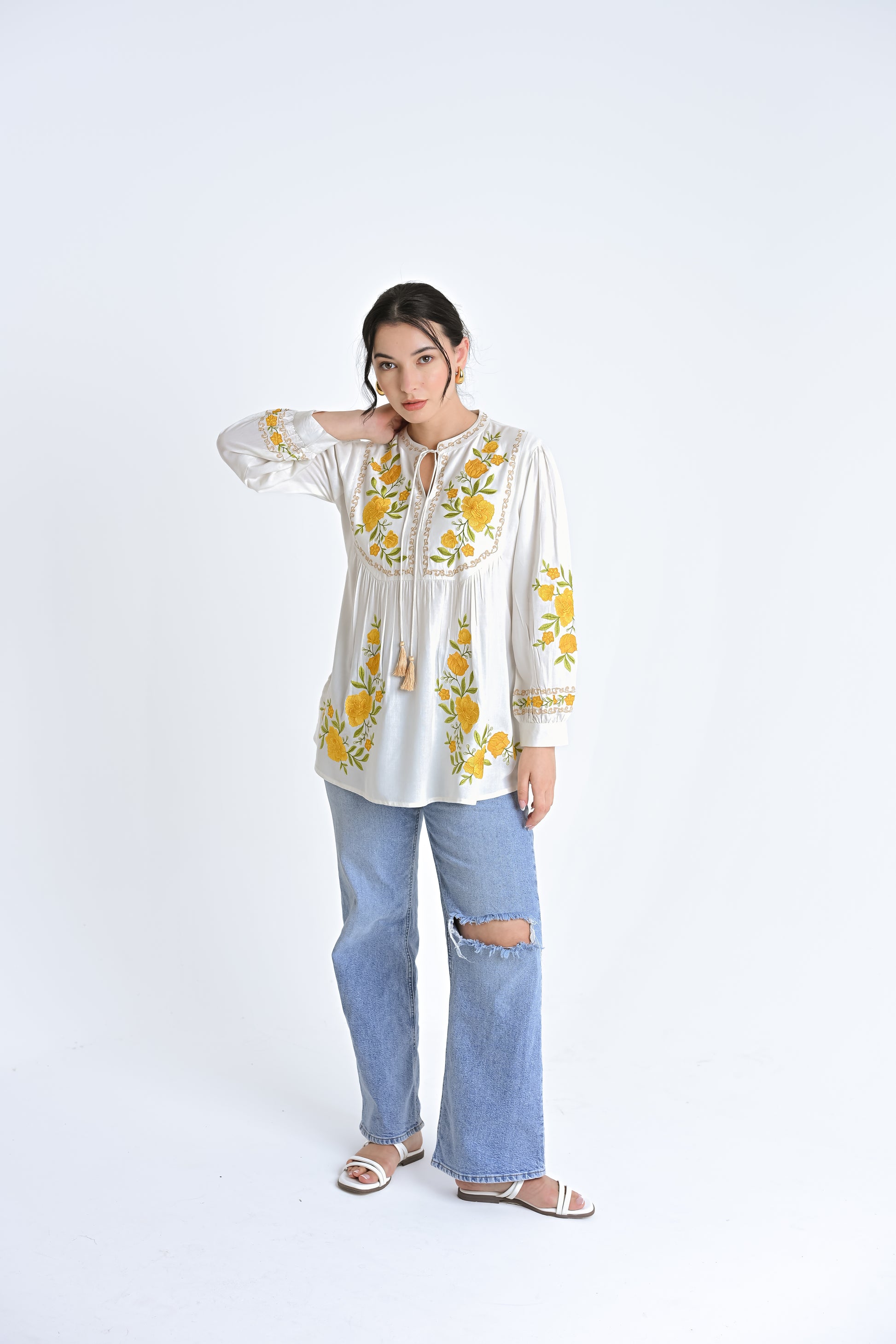 Goa Embroidered Top – White
