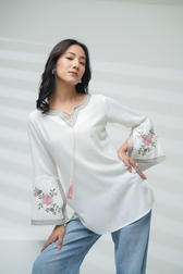 Zuri Embroidered Top – White