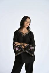Zuri Embroidered Top- Black