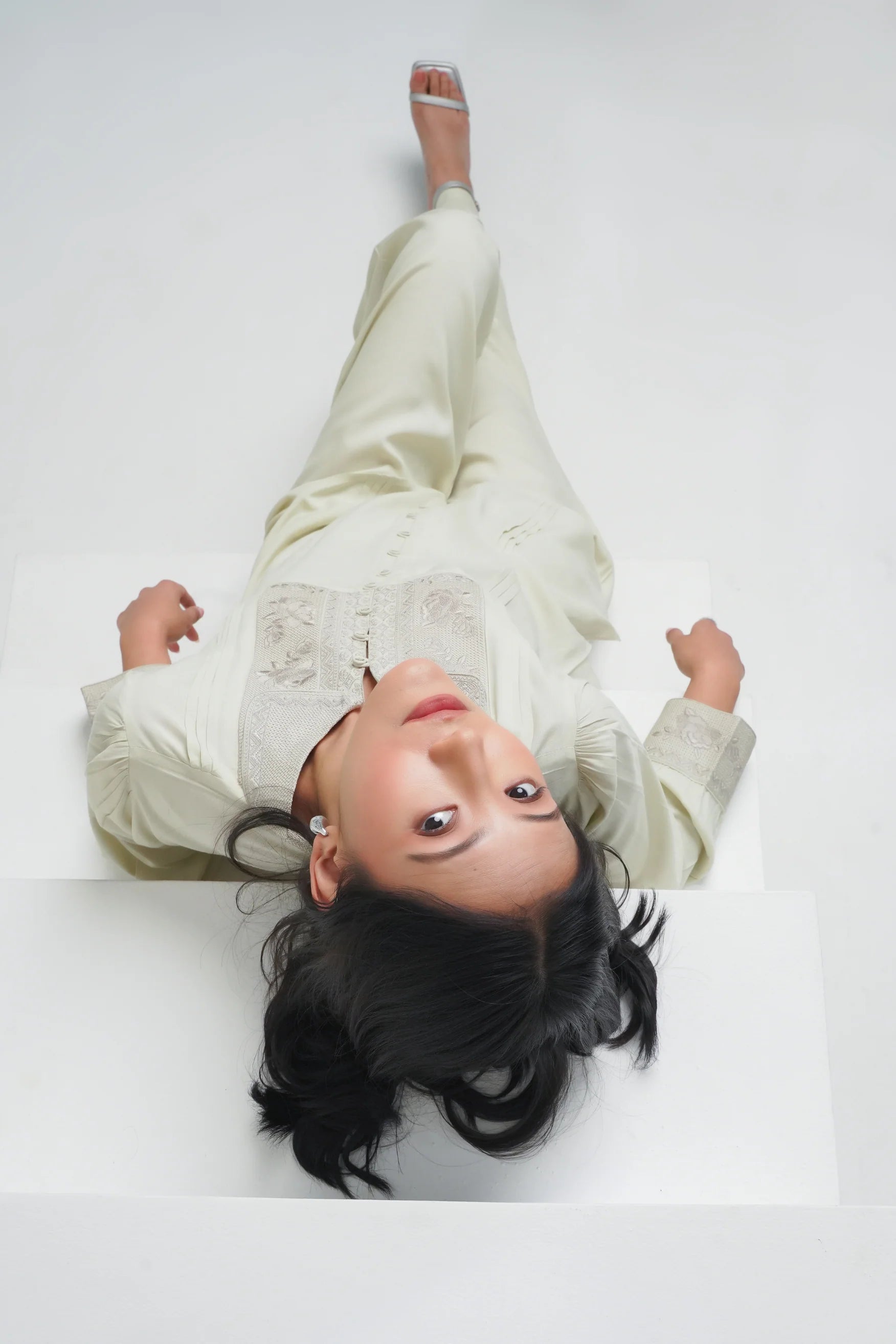Valencia Embroidered Shirt Top- Ivory
