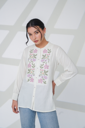 Aurora Embroidered Shirt Top – White