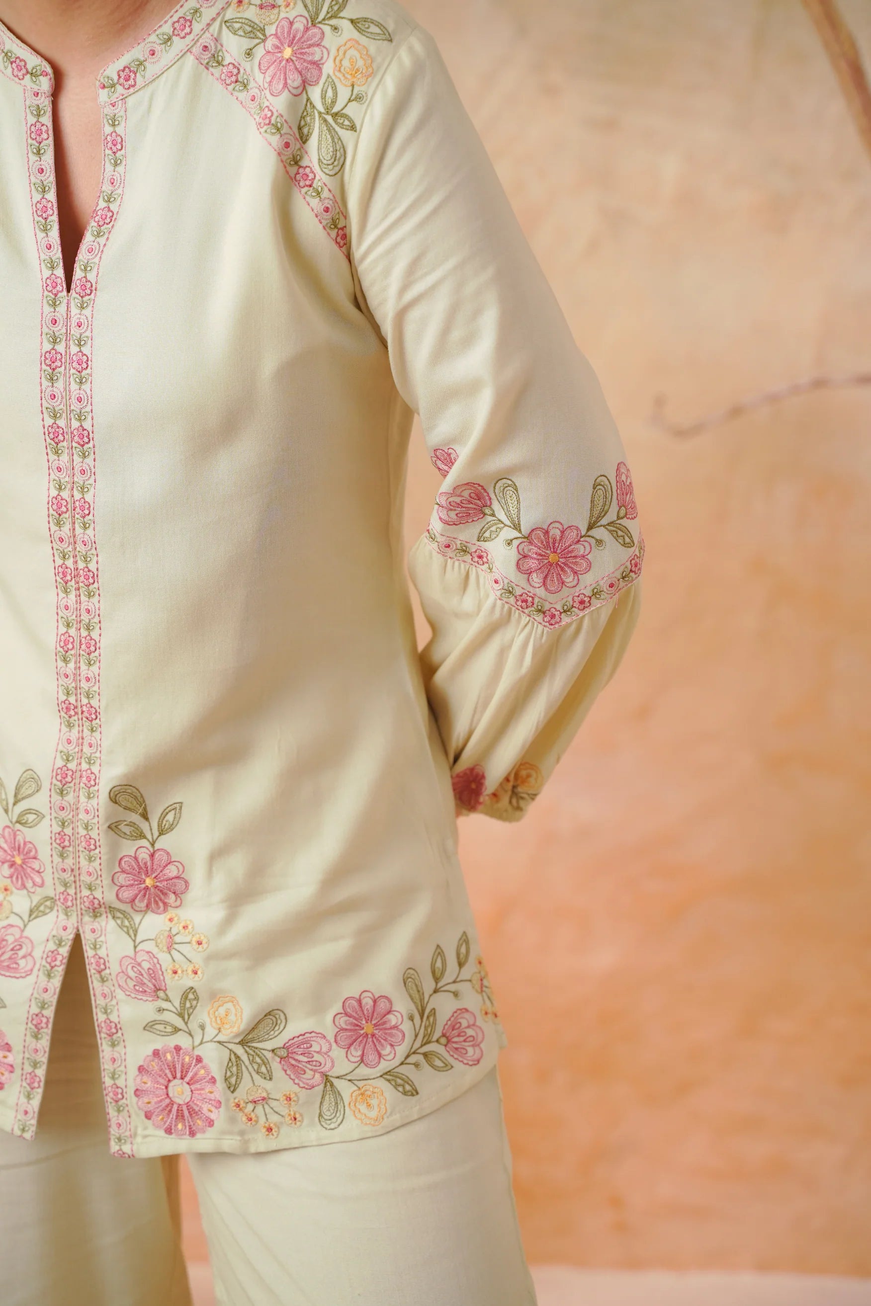 Celine Embroidered Co-ord Set- Ivory