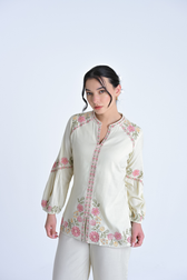 Celine Embroidered Co-ord Set – Ivory