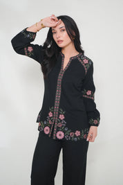 Celine Embroidered Co-ord Set- Black