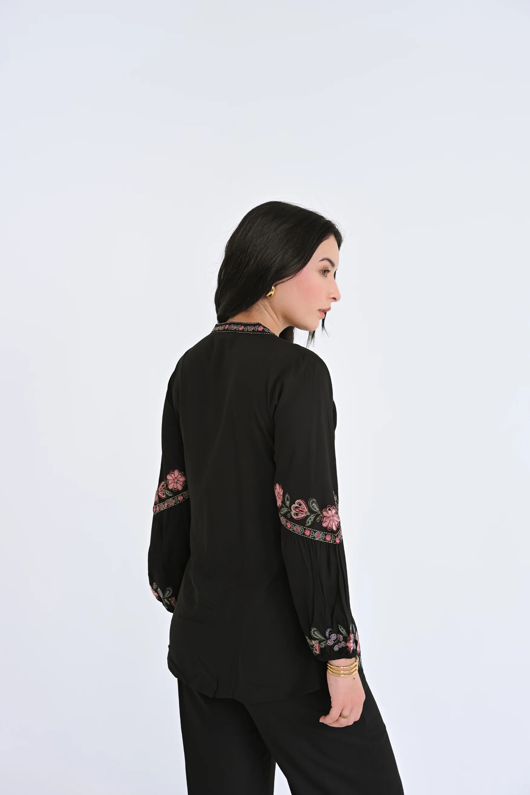 Celine Embroidered Co-ord Set- Black