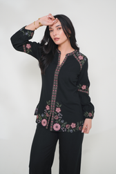 Celine Embroidered Co-ord Set – Black