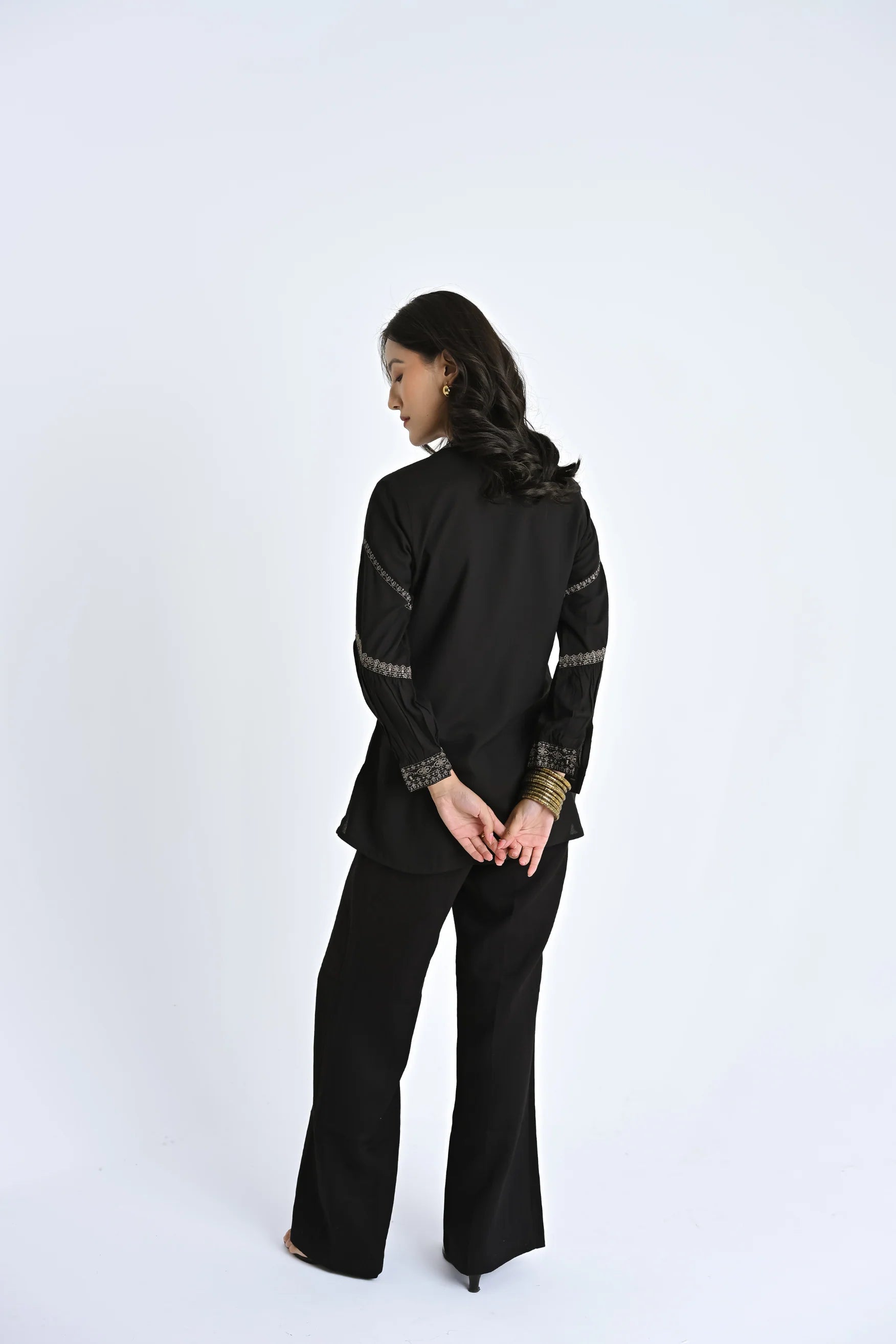 June Embroidered Top- Black