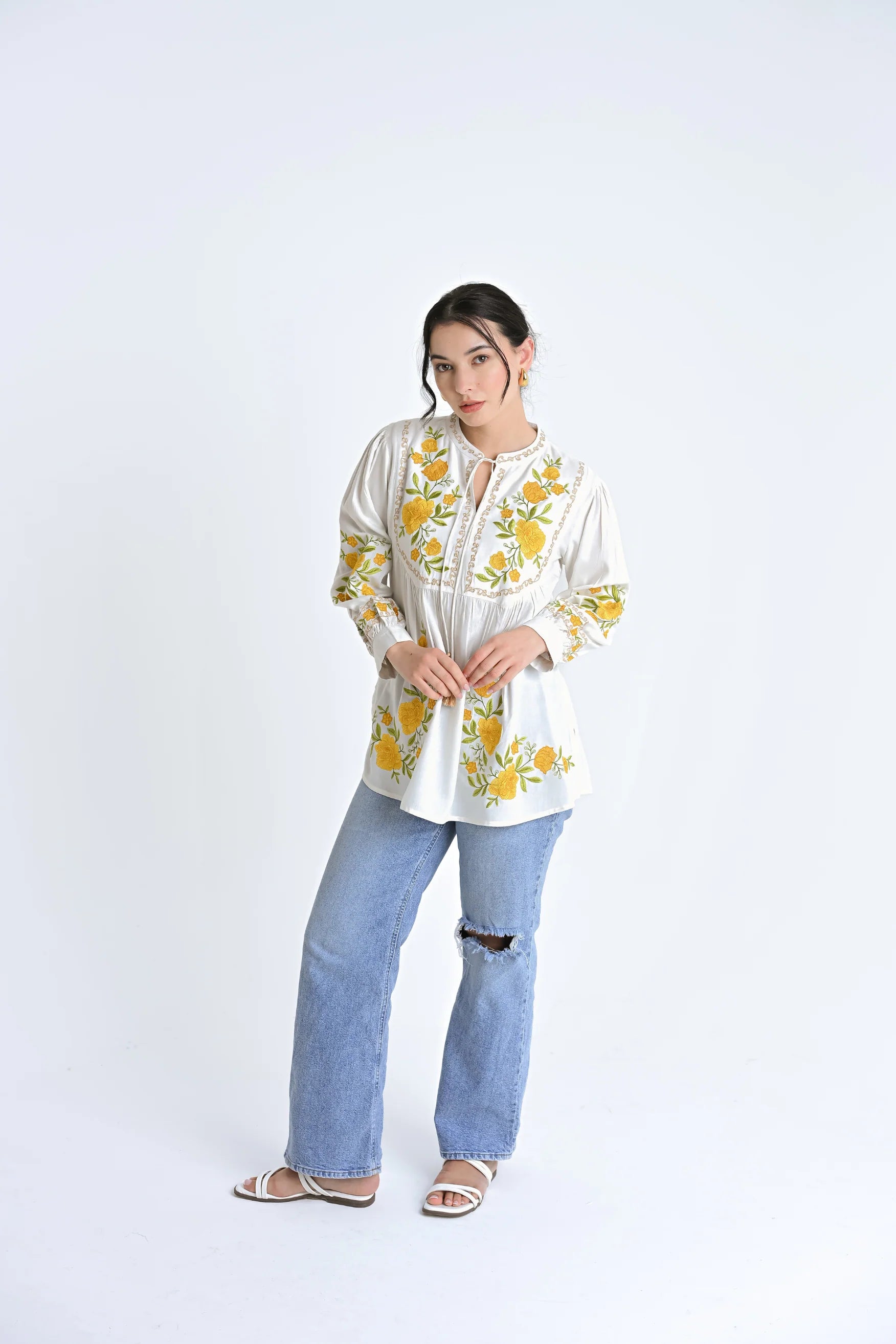 Goa Embroidered Top- White