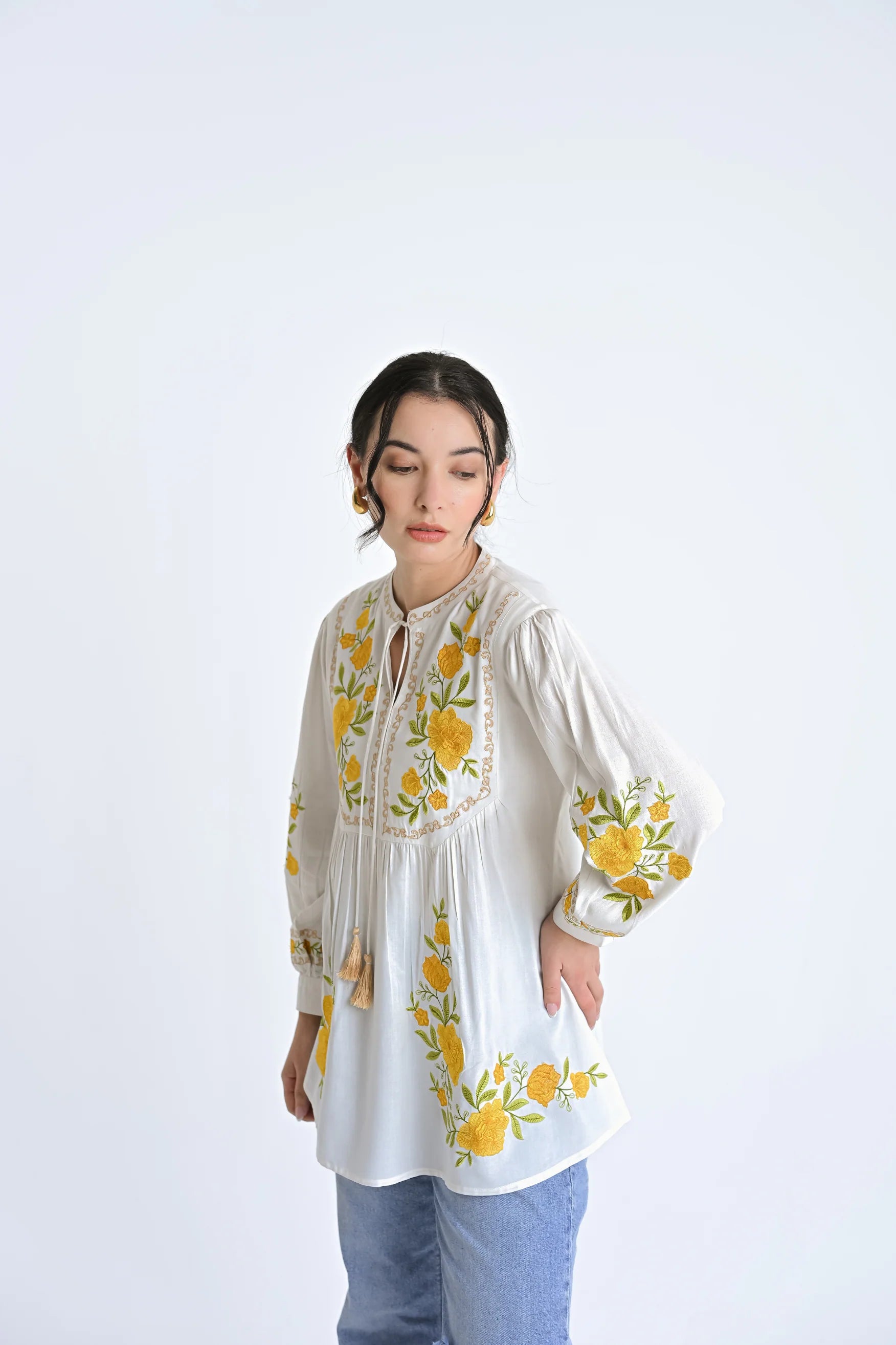 Goa Embroidered Top- White