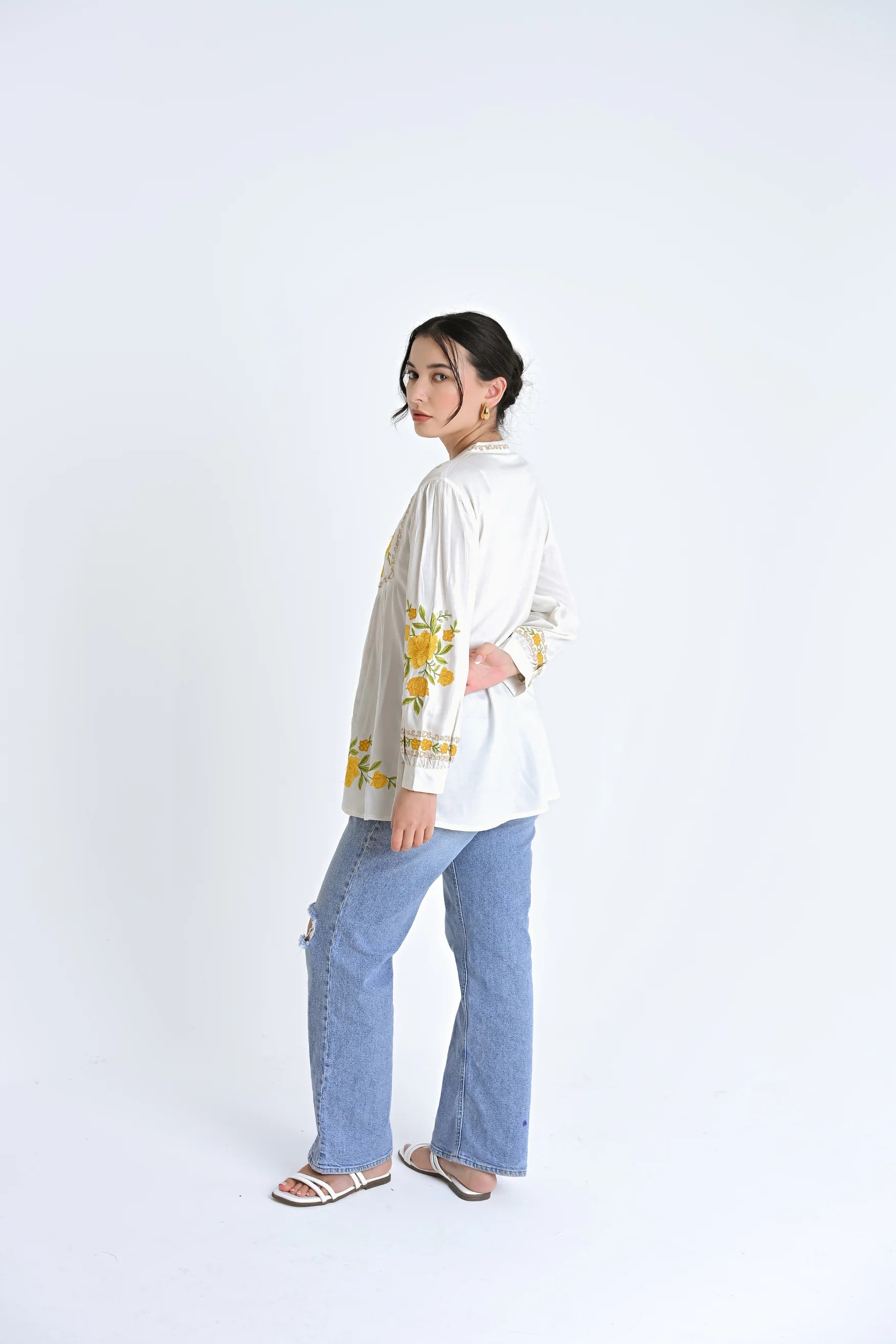 Goa Embroidered Top- White