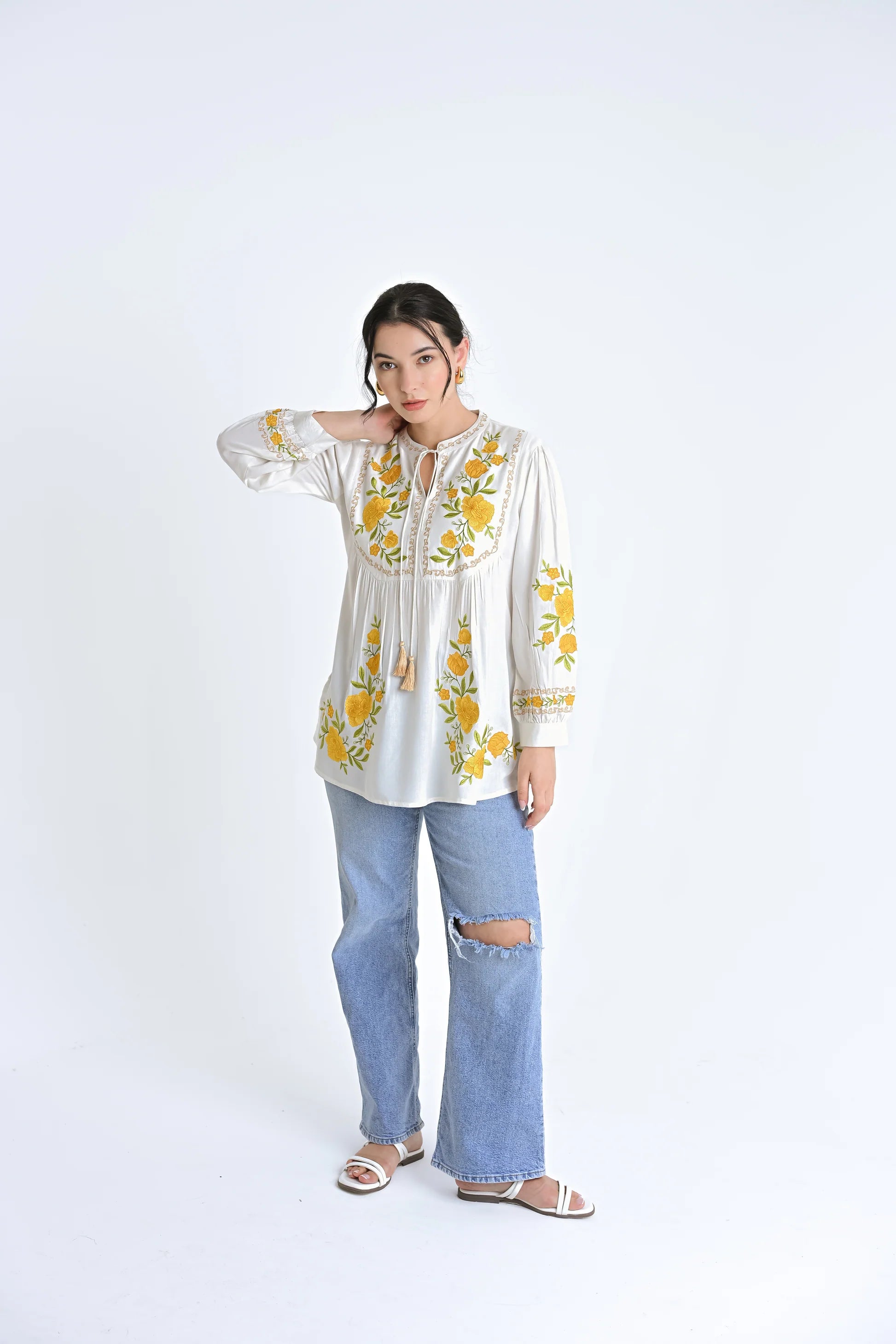 Goa Embroidered Top- White
