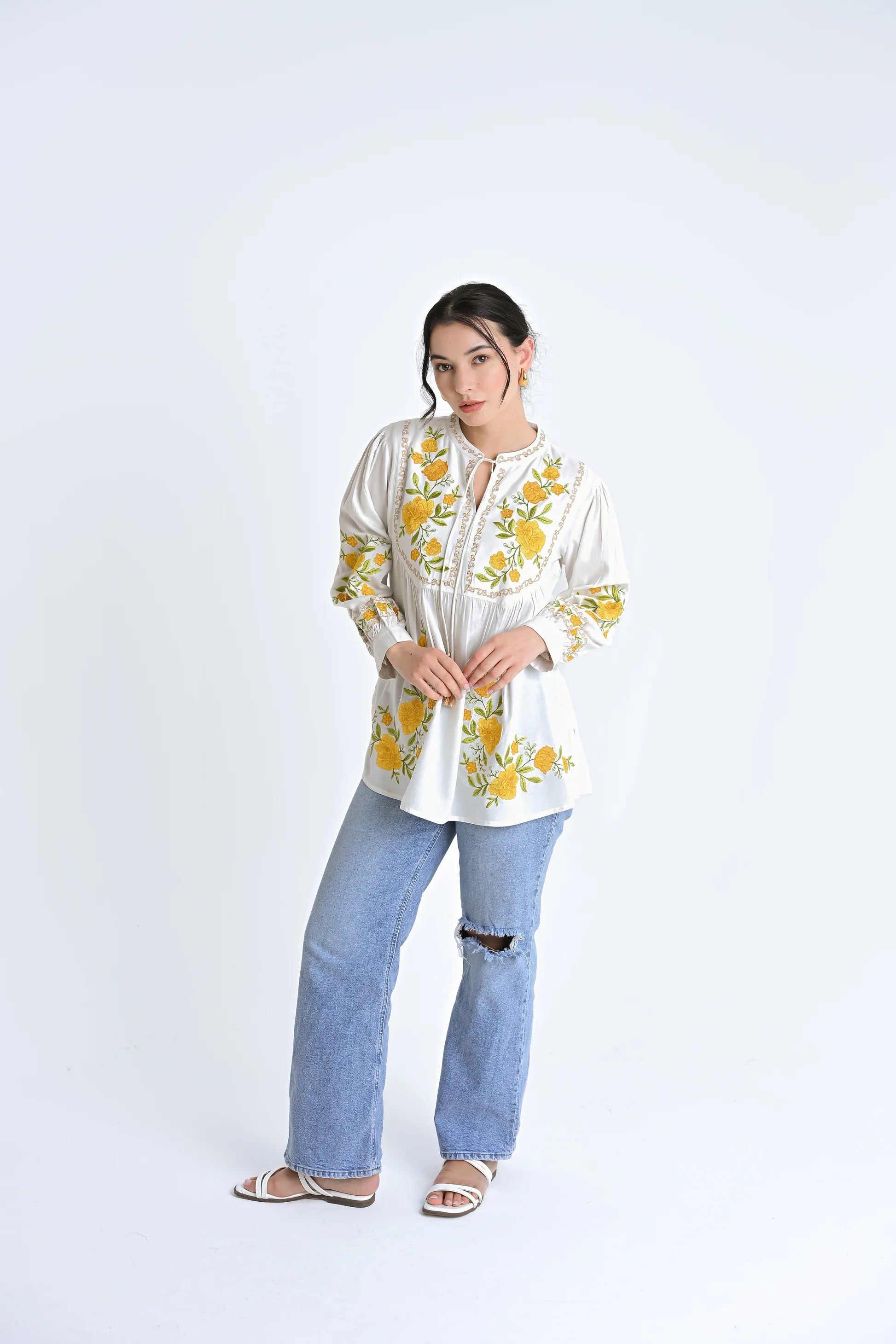 Goa Embroidered Top- White