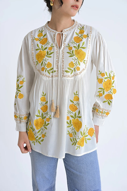 Goa Embroidered Top – White