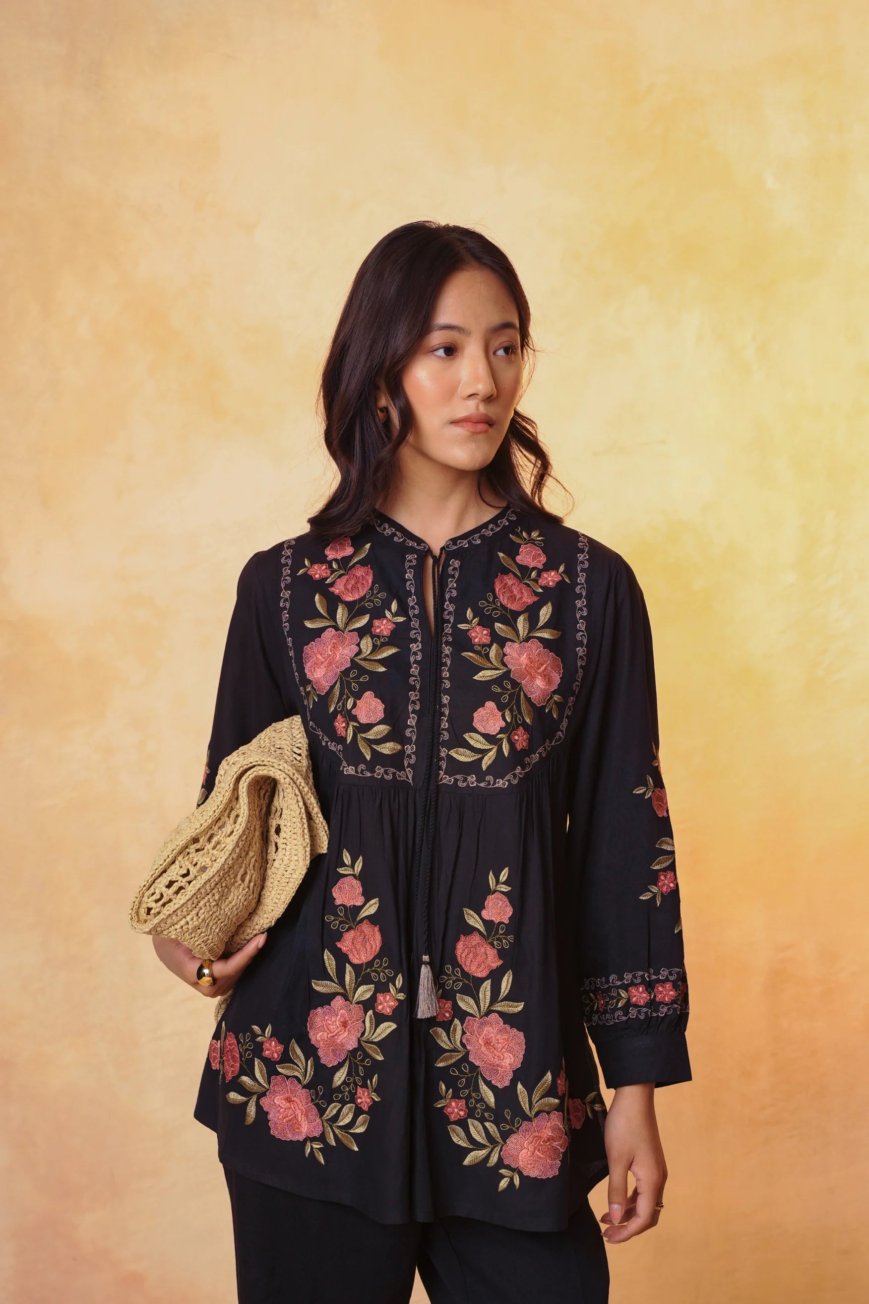Goa Embroidered Top- Black