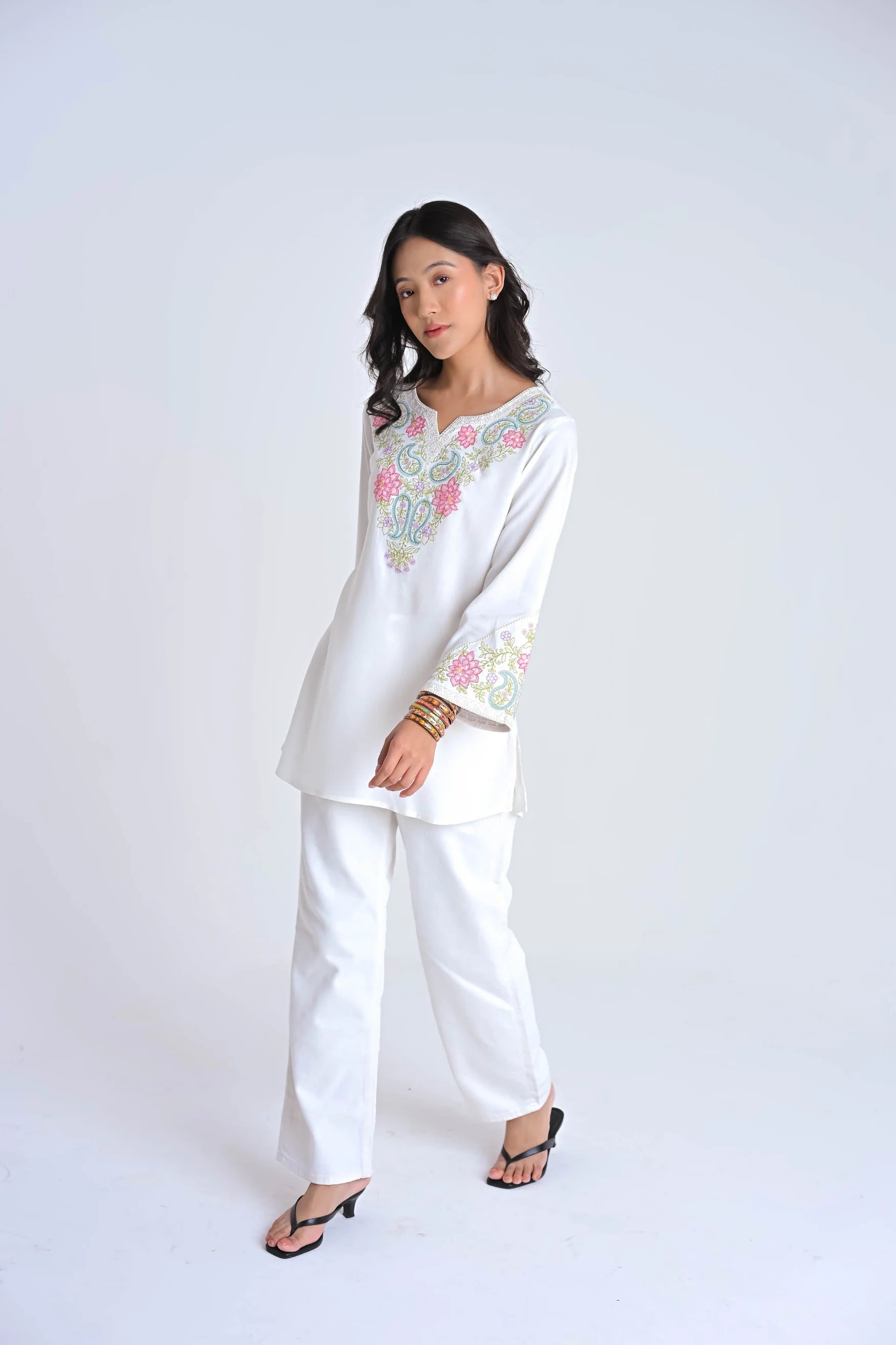 Ambi Embroidered Top- White