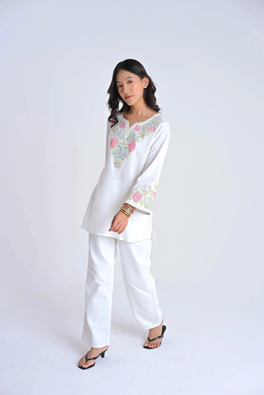 Ambi Embroidered Top- White