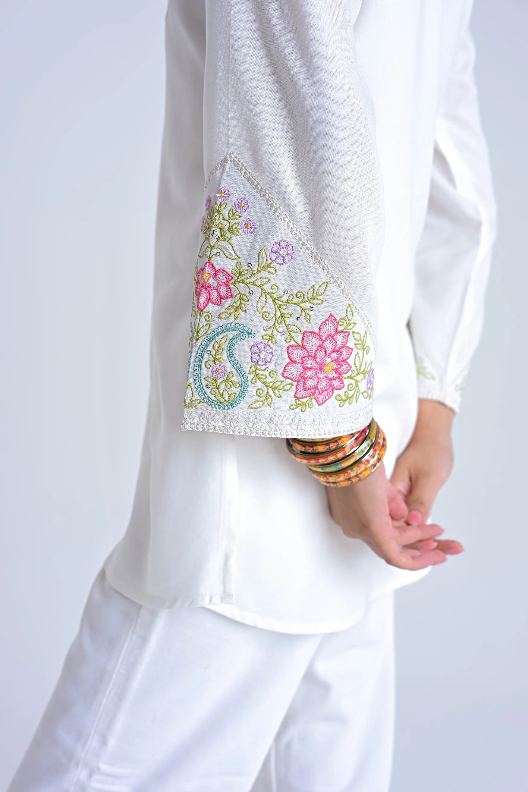 Ambi Embroidered Top- White