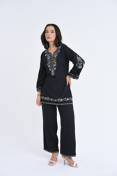 Kaia Embroidered Co-ord Set – Dark Navy