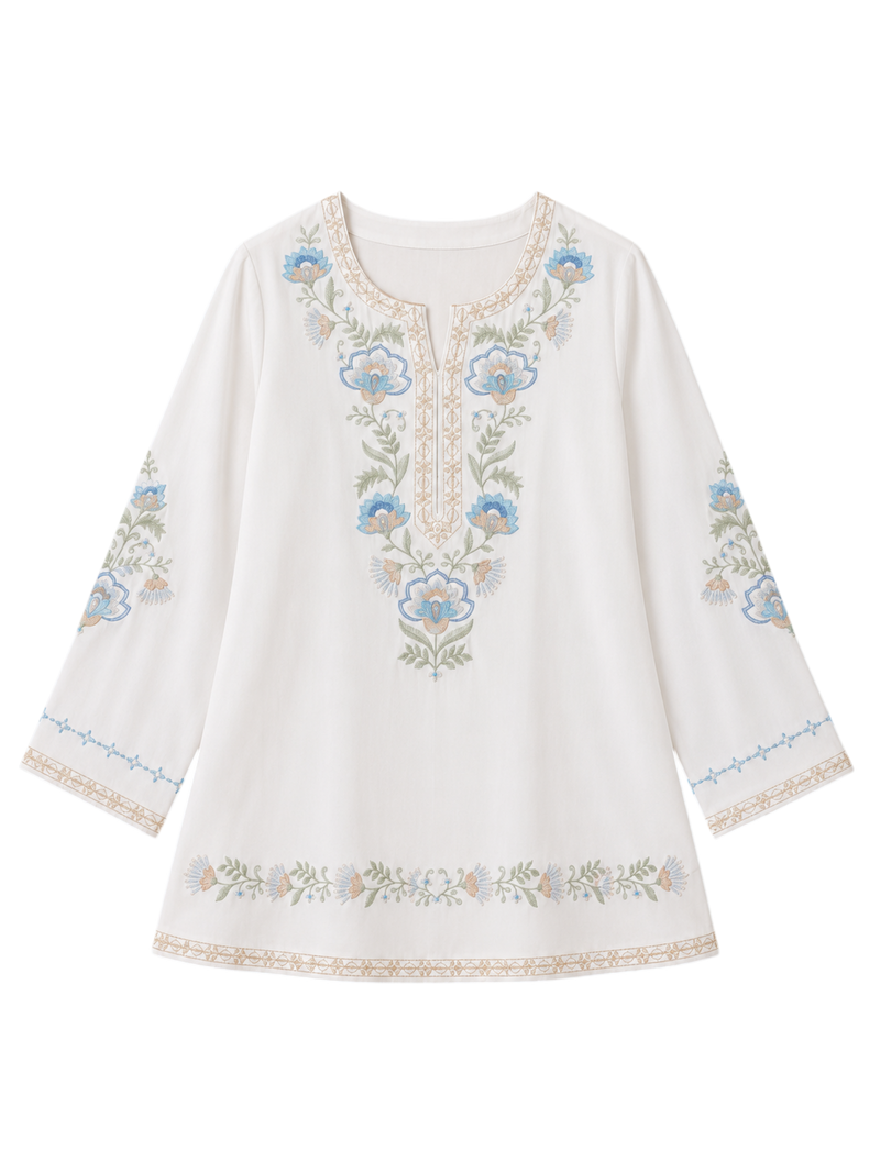 Kaia Embroidered Co-ord Set- White